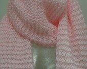 Luscious, Vibrant, Icy Petal Pink Hand Knitted Scarf: