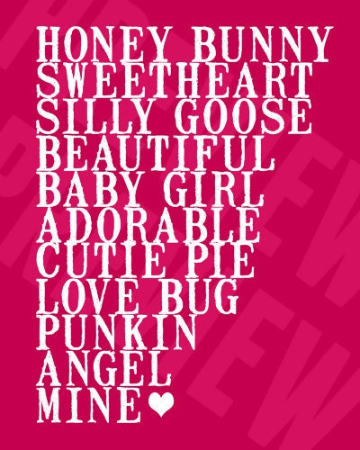 Baby Girl Nicknames - 8x10 Lustre Print
