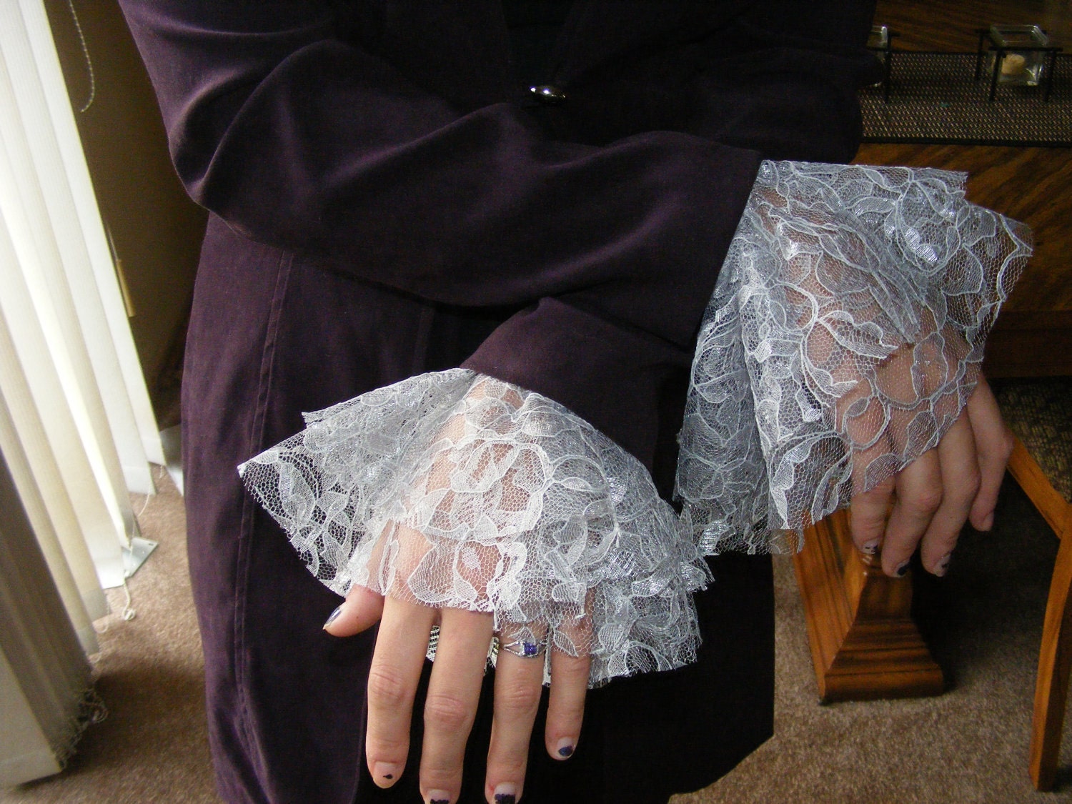 Silver Lace Ruffle Cuffs