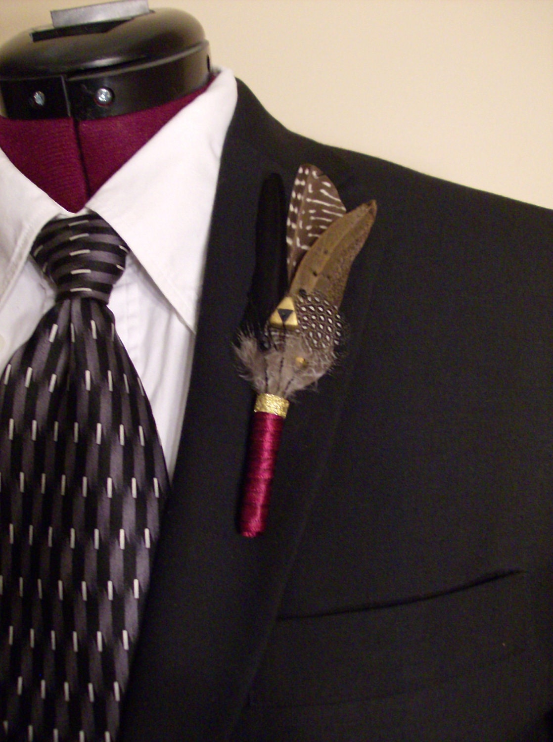 Red/Gold Triforce Feather Boutonniere