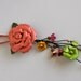 Multi Purpose Large Leather Rose stitched Flower Bag / Purse Charm, key chain, brooch, hair clip