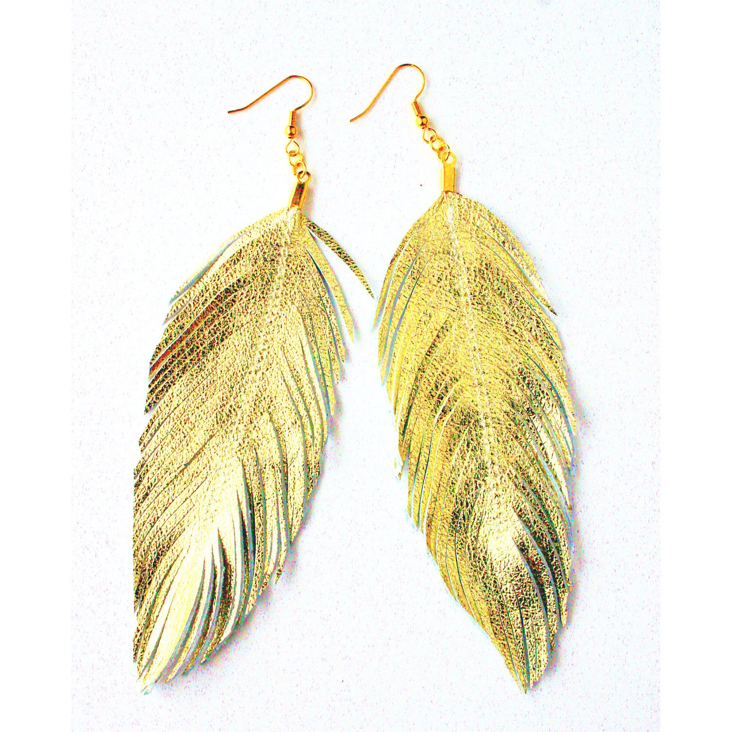 Gilded Bird - Gold Lambskin Leather Feather Earrings