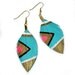 Neon Aztec  - Turquoise - 3 inch - Faux Leather Feather Earrings