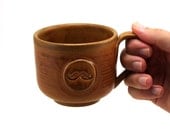 Mustache Mug: Brown Ceramic Mug, Cup, Unique Pottery Gift for Men, Fathers Day Gift for Guys by MiriHardyPottery
