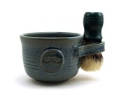 Blue Shaving Mug with a Mustache
