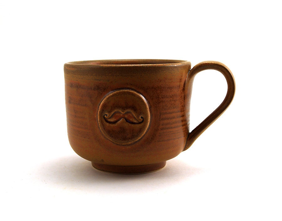 Mustache Mug: Brown Ceramic Mug, Cup, Unique Pottery Gift for Men, Fathers Day Gift for Guys by MiriHardyPottery