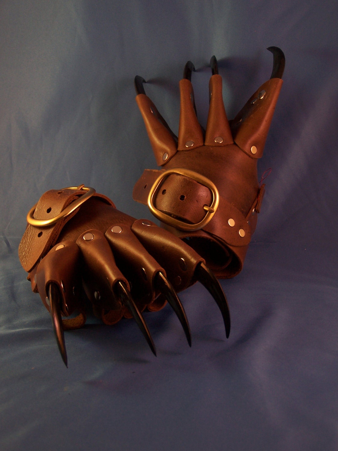 Brown Gothic Steampunk Claw Gauntlets / Gloves