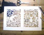Deer and Fox papercut illustration