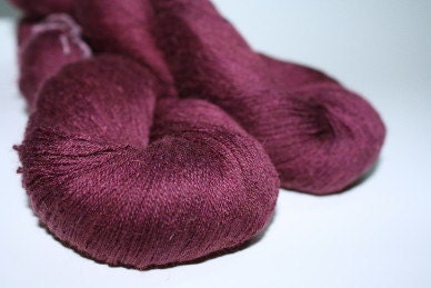 Baby Camel Silk Cobweb Lace Yarn Hand dyed Soie et Bebe Chameau Merlot - 1azclace