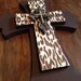 Brown, Cheetah print, and gold Wooden Wall Cross
