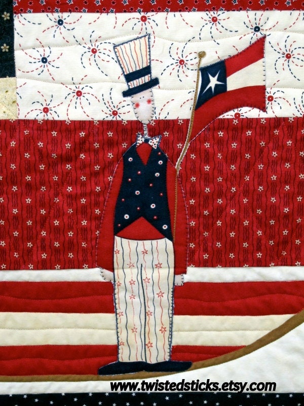 Patriotic Wall Quilt, Red white and blue, "Land of Liberty" July 4th