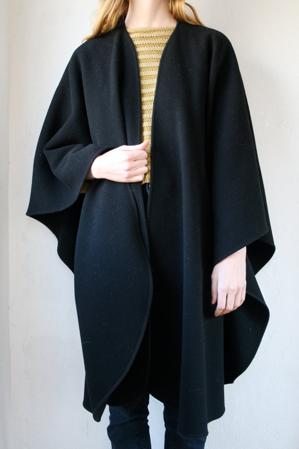 Black wool cloak