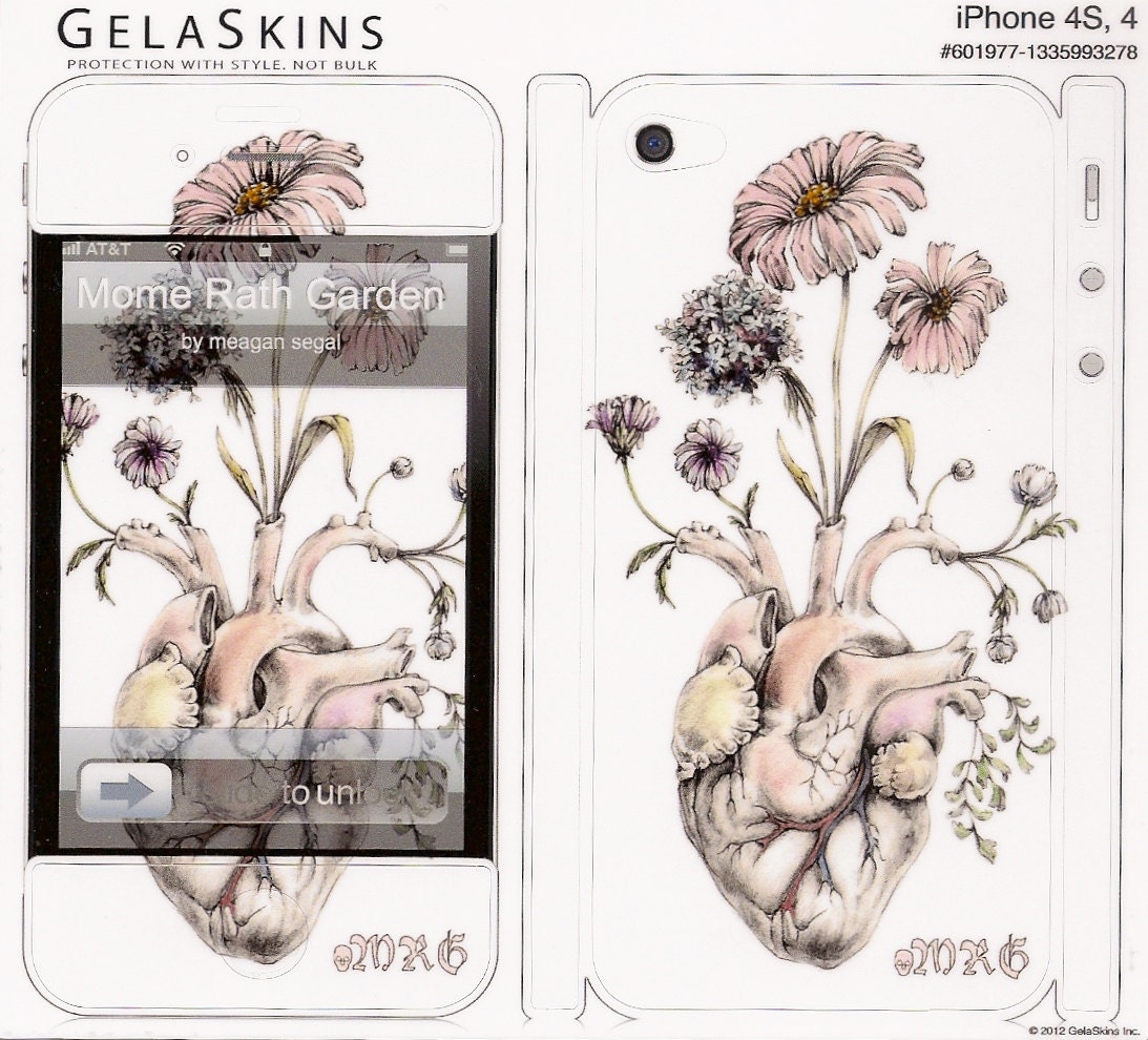 iPhone 4/4s Skin "Blooming Heart"- iPhone, case, cover, anatomy, floral, heart