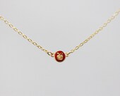 Delicate simple everyday tiny apple round pendant  torquate necklace chain