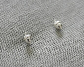 Make a wish silver plated tiny lucky acorn earrings