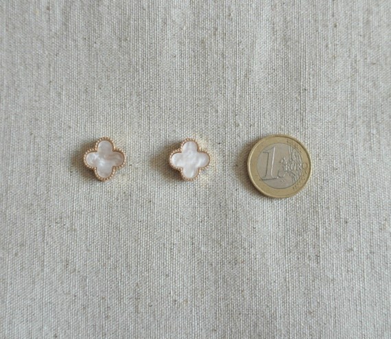 Delicate simple everyday alhambra ivory clover earrings