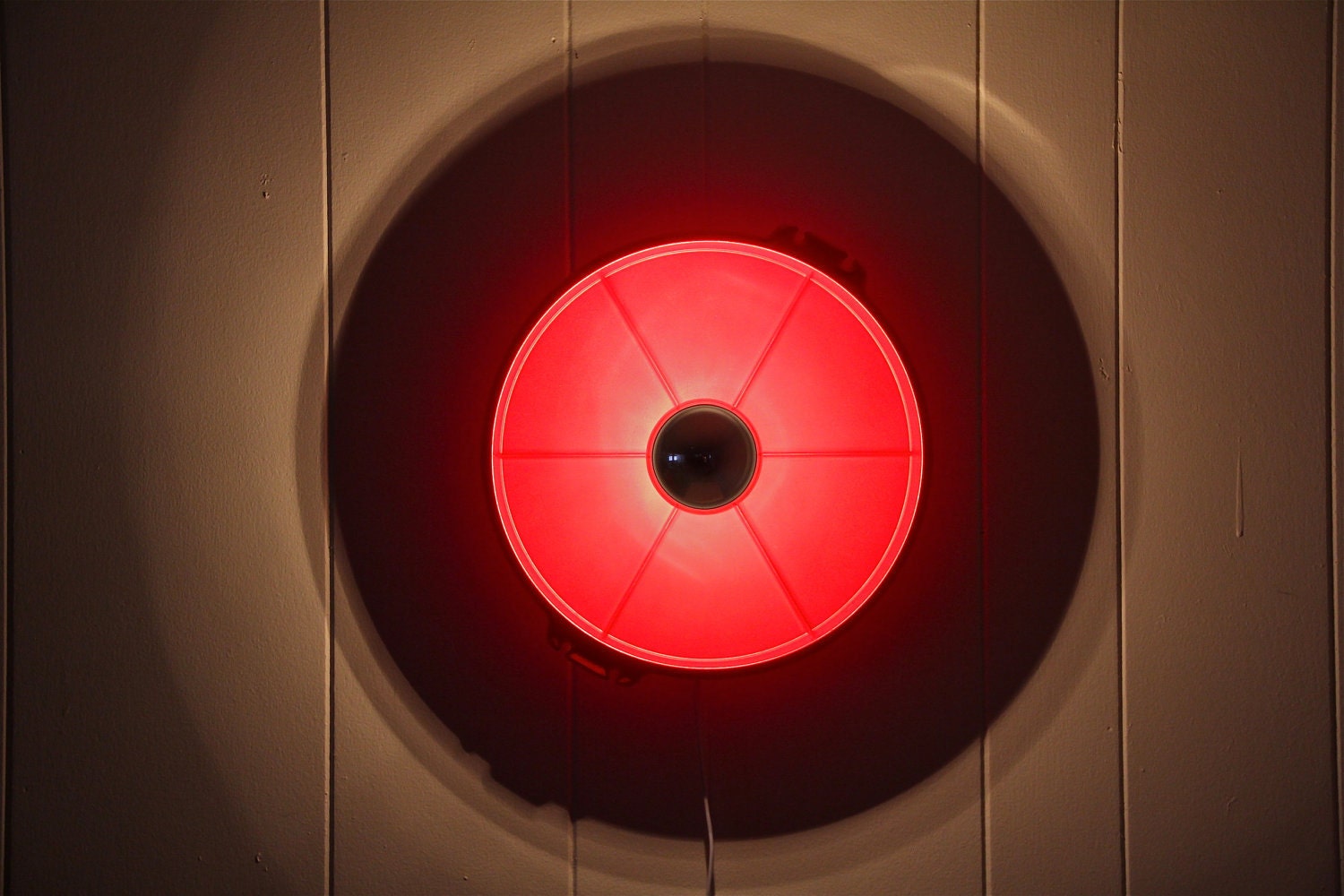 Bright Red Upcycled Tupperware Wall Lamp - Silver-Coated Bulb