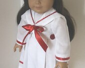 American Girl 18" doll clothes - White Sailor Dress with Red Trim and Matching Tam