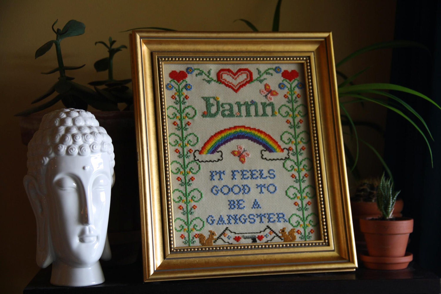 PATTERN ONLY Damn, it feels good to be a gangster PDF counted cross stitch sampler 8x10