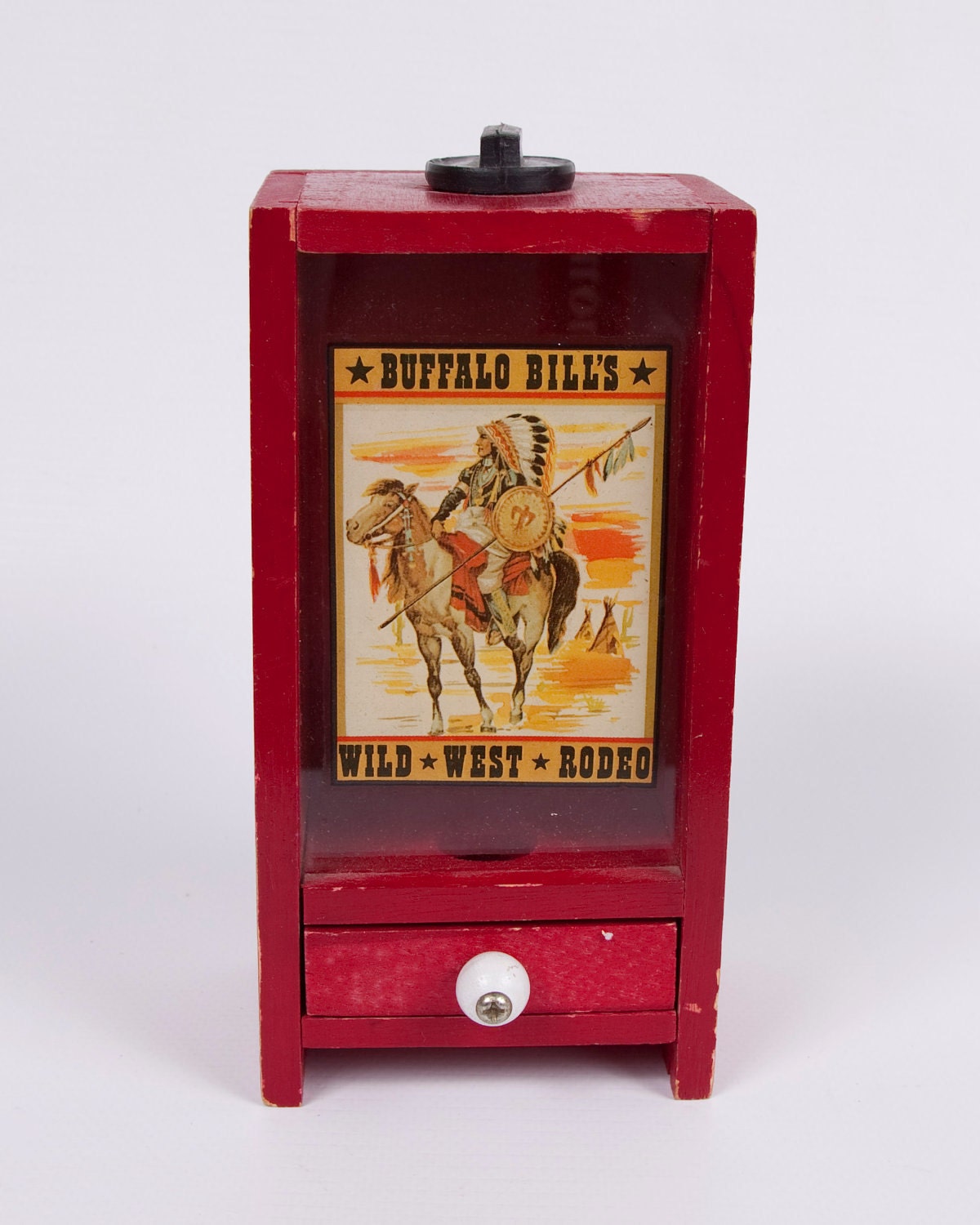 Vintage Buffalo Bill Gumball Machine Wild West Rodeo Red