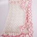 Vintage White Crochet Doily Pink Ruffles Standup Ruffle Edge Vanity Dresser Linen