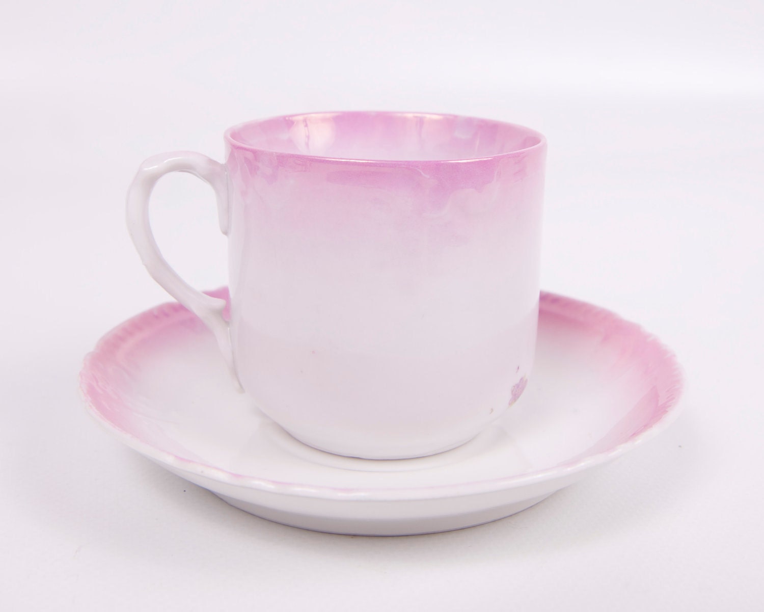 Vintage Pink Rose Leuchtenburg Teacup Germany Floral Design Castle Stamp Scalloped Edge