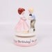 Vintage Music Box Happy Birthday To You Boy and Girl Revolving Made in Japan