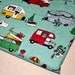 Big Sale--Half Yard Cotton Fabric for craft, Retro Bus,Truck, Vehicle,Green Base Color,Chlidren Fabric (QT5)