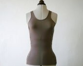 Camel brown tank top with gathered sides - small