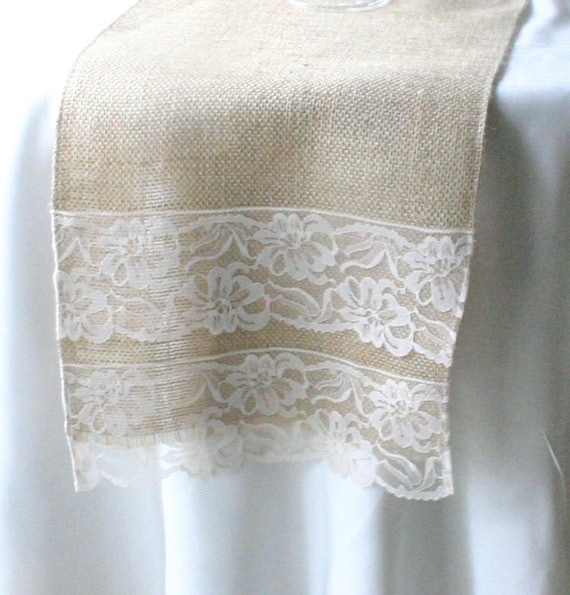 Burlap wedding decorations, Burlap table runner, country rustic, woodland cottage, & French country weddings