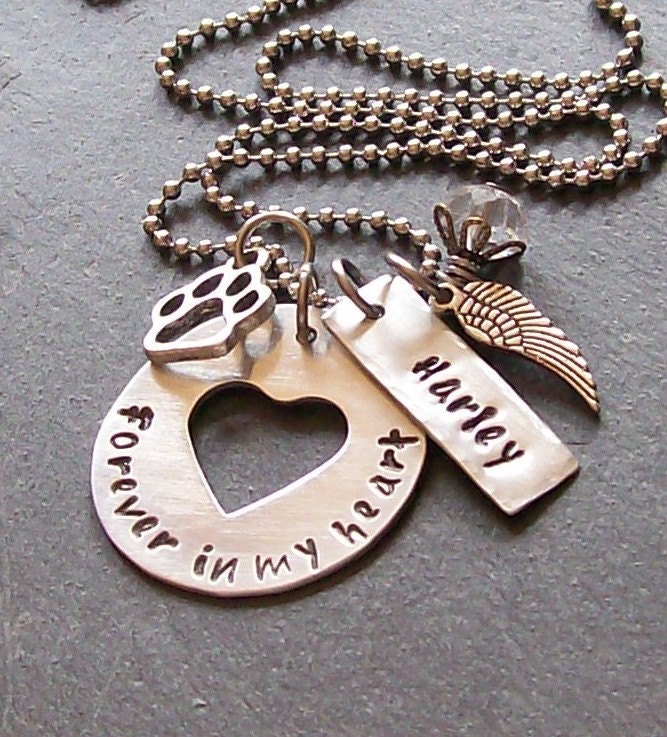 Personalized Handstamped Dog Rememberance Memorial Necklace