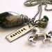 Handstamped Horse Charm Faceted Stone Briolette Necklace