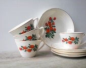 Vintage / Serving / mid century Sabin china / American Beauty / tea coffee cup / gold trim / tea time / red roses / retro / farm house