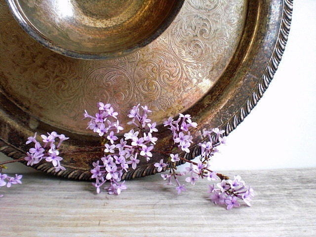 Vintage / Housewares / Tray / silver plate / W M A Rogers / dip bowl / cottage chic / shabby chic / home decor / patina / White Dog Vintage