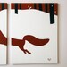 Red Fox Painting - Animal Silhouette Nursery Art - Red White & Black - Winter Christmas Snow Forest Wall Art 18 x 24 (Set of 4)