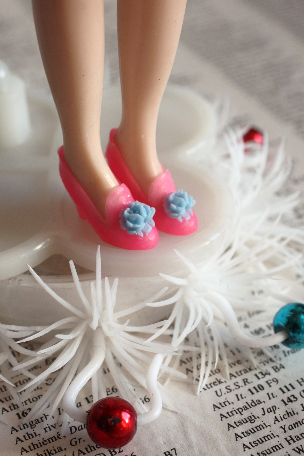 Mab Couture Sugarplum shoes - Cinderella - Vintage Candy Pink Blythe size dolly shoes - for your Fairy tale Princess