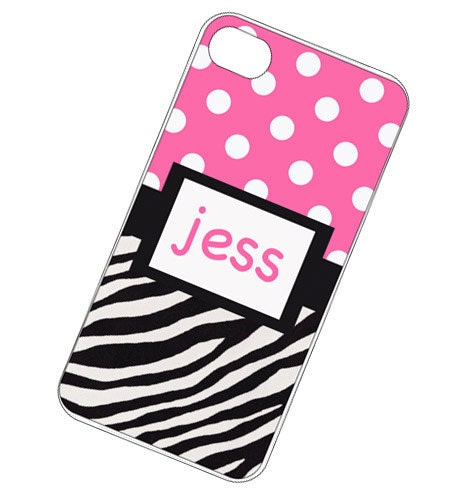 Personalized Iphone case 4 and 4s -Zebra Print cell phone case