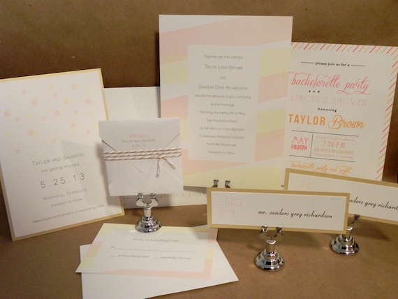 Bachelorette Party / Lingerie Shower / Candy Stripe Printed Invitation / Birthday / Rehearsal Dinner / Wedding / Save the Date by DarbyCards