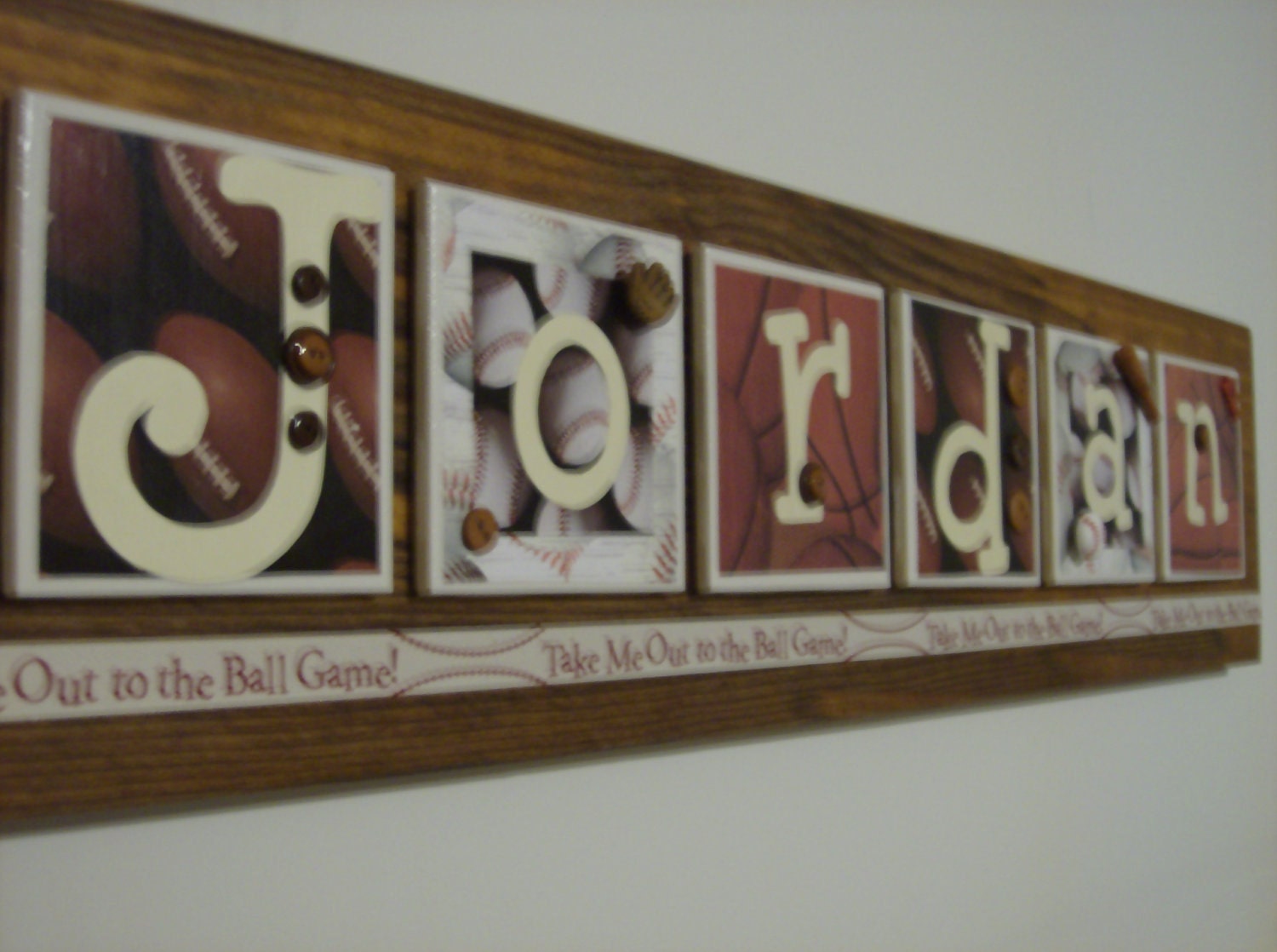Sports Nursery Name Sign Plaque - Personalized Name Sign - Wall Hanging - Baby Kids Personalized Customized Name Plaque Art