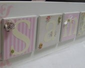 Shabby Chic Customized Nursery Baby Name Sign Plaque - Personalized Wall Hanging Letters - Baby Kids Personalized Customized Wall Art Decor