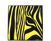Zebra Art Card Screen Print Black on Yellow