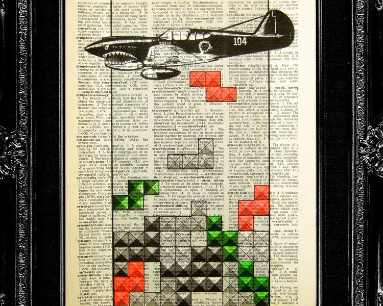 DIGITAL PRINT, GEEKERY fun Video Game Art Print Geek Poster, Painting, Dictionary art print, Book Page Print Book Art- You're Playing Tetris