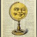 KID Art Nursery, DREAM Art, MOON Print Book Art Print, Dictionary Print, Moon Painting, Upcycled Art Moon Wall Art, Globe Print - Globe Moon