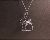 Rabbit w/ Bowknot Necklace - wire, crystal beads