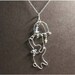 Rabbit and Umbrella, Necklace Pendant - Sterling Silver, Crystal beads