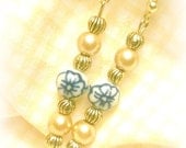 Blue Flowers and Gold Pearls