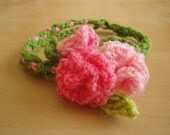 Adorable Roses Headband , soft crochet  baby girl accessory, perfect newborn photo prop.