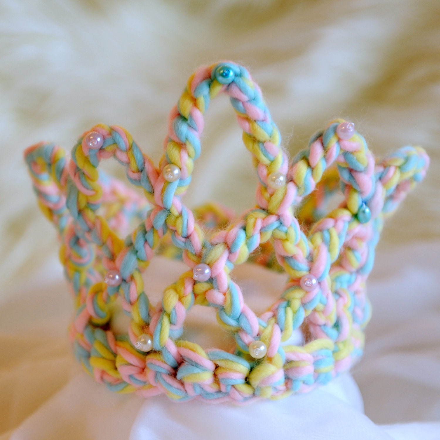 Baby Girl Princes Crown, pink, multicolored or white crochet baby hat, perfect newborn photo prop.