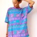 Vtg 80s Neon Tribal Print Bright SS Oversize Shirt