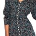 Vtg Dark Floral Pearly Button Down Front Mini Dress